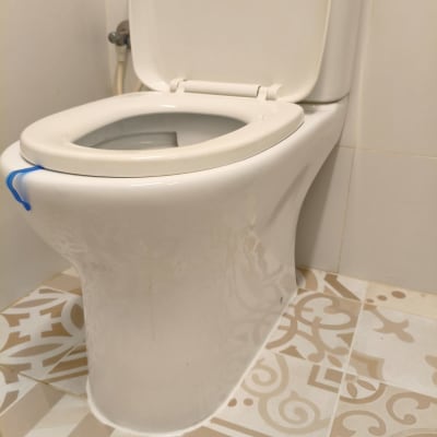 אסלה בחדר אמבטיה עם אריחים מעוצבים