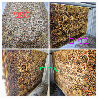 תהליך ניקוי שטיחים עם שינוי בצבעים ובבהירות