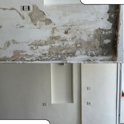 קיר לפני ואחרי צביעה ושיפוץ