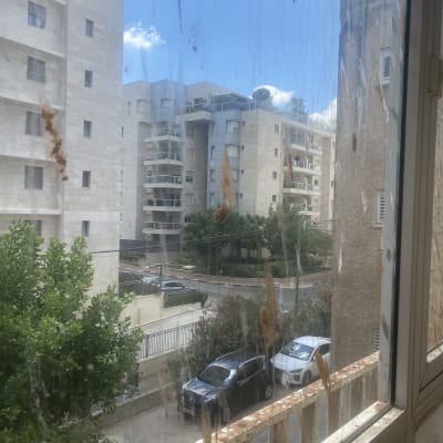 חלון מלוכלך עם כתמים ולכלוך