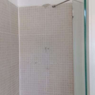 ראש מקלחת עגול ומוט תלייה במקלחת