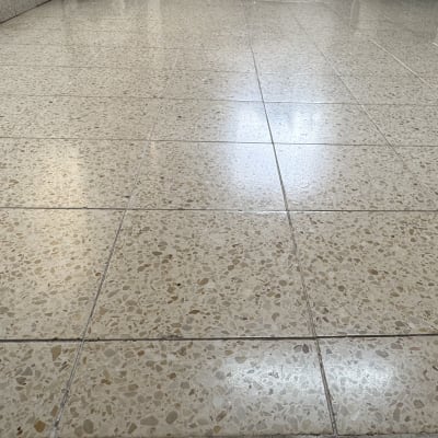 ריצוף טרצו מבריק ונקי לאחר ביצוע פוליש והברקה
