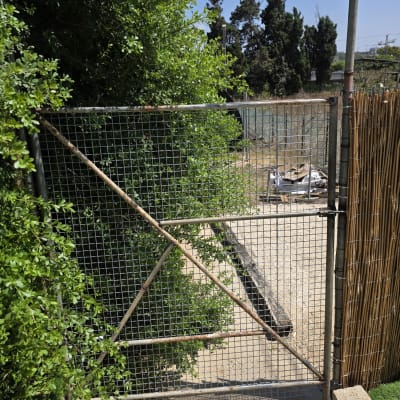שער מתכת ליד צמחייה ושביל חצץ