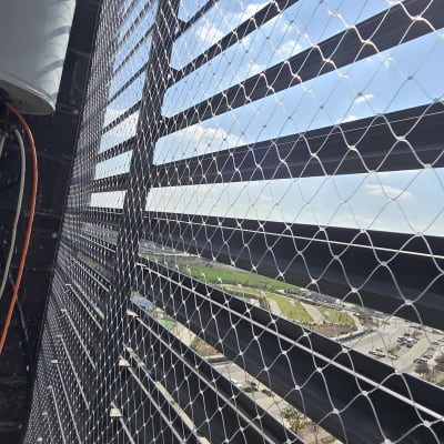 רשת יונים מותקנת על מבנה חיצוני