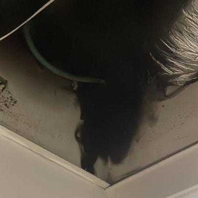 תקרה עם צינור ירוק ומערכת מיזוג אוויר