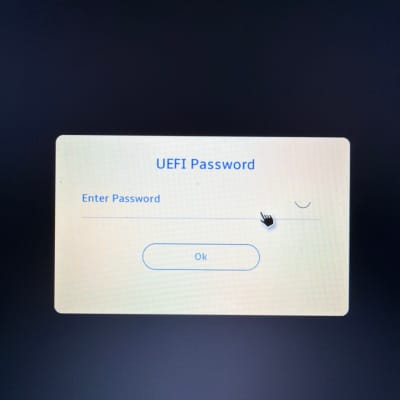 חלונית הזנת סיסמת UEFI על גבי מסך מחשב