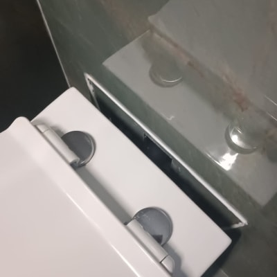 מכסה אסלה לבן עם צירים מתכתיים