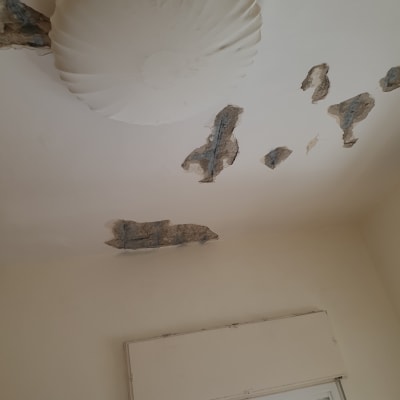 תקרה עם קילופי צבע ונזקי רטיבות