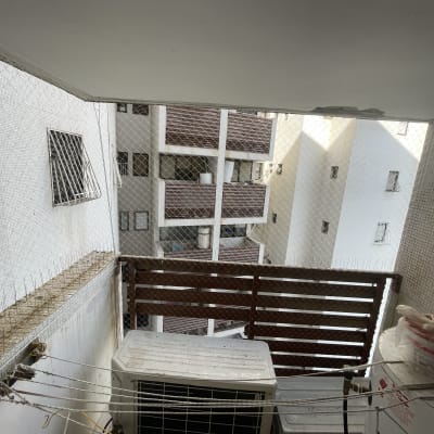 רשת הגנה נגד יונים על מרפסת עם דוקרנים