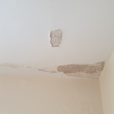 תקרה עם קילופי טיח ונזקי רטיבות