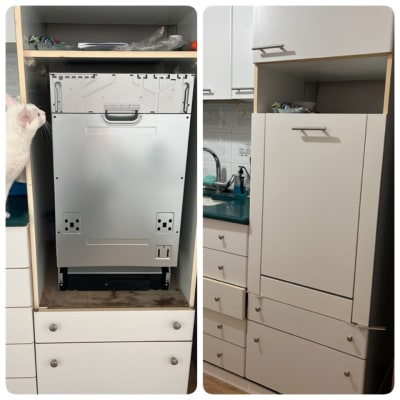 מדיח כלים מותקן בארון מטבח לבן