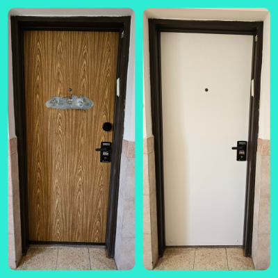 שדרוג דלת לפני ואחרי ציפוי חדש