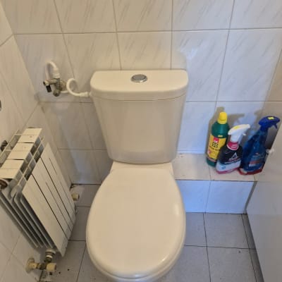 אסלה עם חומרי ניקוי ליד רדיאטור