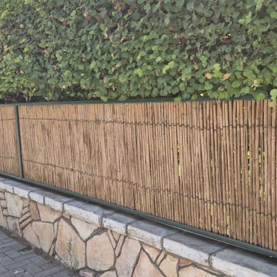 גדר במבוק עם צמחייה ירוקה מעליה