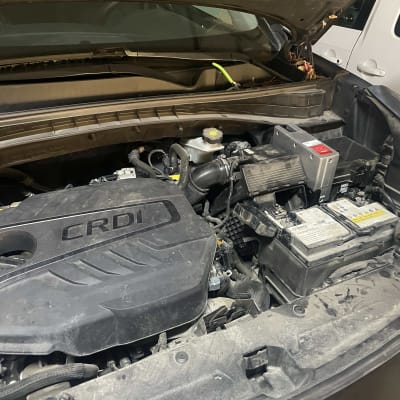 מנוע רכב עם כיסוי CRDI ומצבר חשמלי