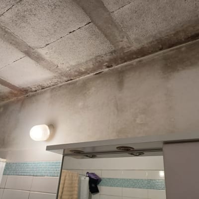 תקרה עם כתמי עובש ולכלוך, זקוקה לצביעה