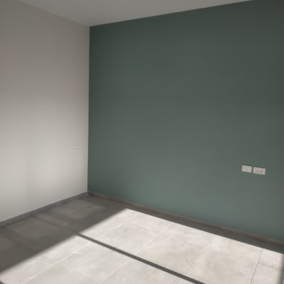 קיר צבוע בצבע ירוק כהה בחדר ריק