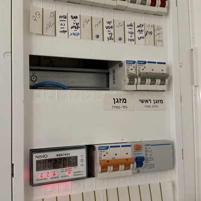 לוח חשמל עם מפסקים ומונה חשמל דיגיטלי