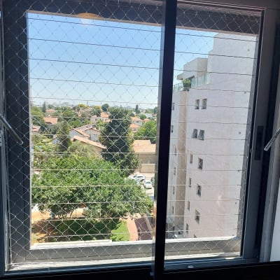 רשת על חלון למניעת כניסת יונים