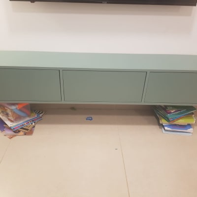 ארונית ירוקה נתמכת על ידי ערימות ספרים