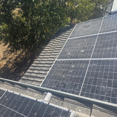 פאנלים סולאריים על גג עם הגנה מפני יונים