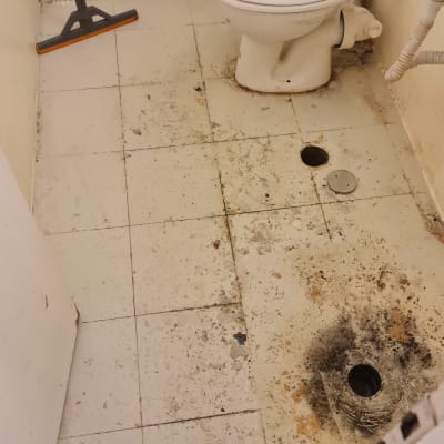 פתיחת סתימת ביוב ופתח ניקוז ברצפת חדר שירותים בבית