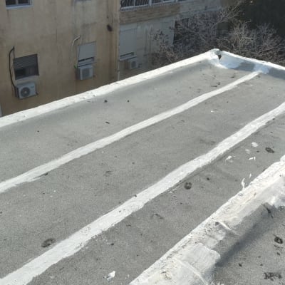 גג עם חומרי איטום ודלי צבע לאיטום
