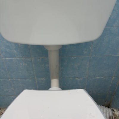 אסלה ומיכל הדחה בחדר אמבטיה