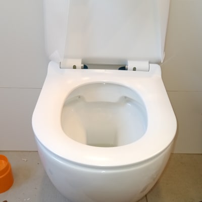 אסלה פתוחה עם נייר טואלט על המכסה