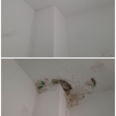 תקרה עם קילופים ונזקי רטיבות