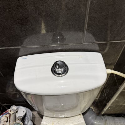 אסלה עם כפתור הדחה וצינור חיבור