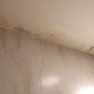 תקרה עם כתמי רטיבות וקילופי צבע