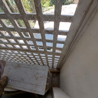 רשת למניעת כניסת יונים על גדר בטון