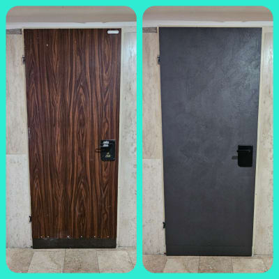 שתי דלתות לפני ואחרי ציפוי מחדש