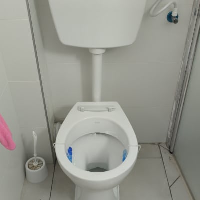 אסלה עם מיכל הדחה ומברשת ניקוי