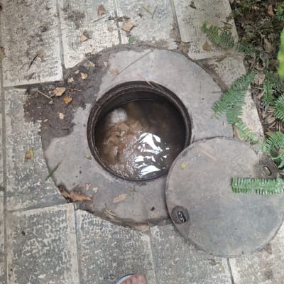 פתח ביוב פתוח עם מכסה בצד