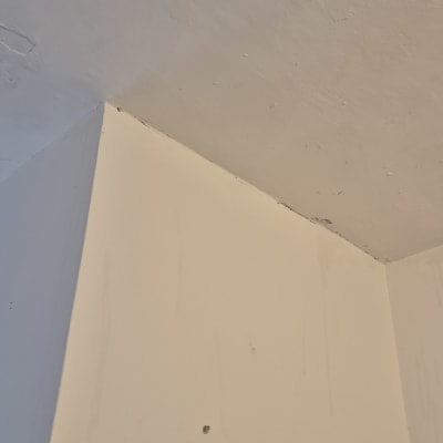 תקרת חדר עם סימני רטיבות ופגמים