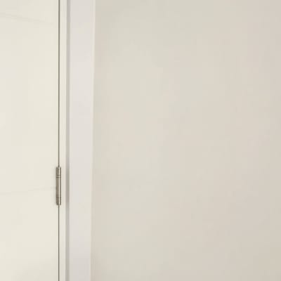 חלק מדלת לבנה עם צירים על קיר לבן