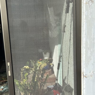 דלת אלומיניום עם רשת צל ופרחים