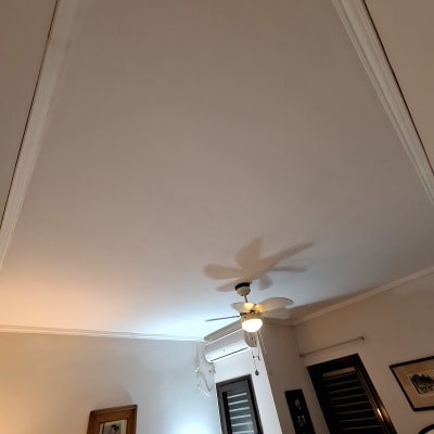 תקרה צבועה עם מאוורר ותאורה