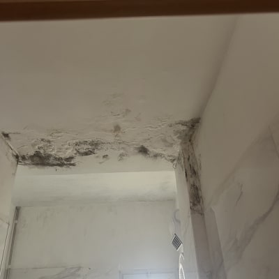 רטיבות ועובש בתקרה ובקירות חדר אמבטיה