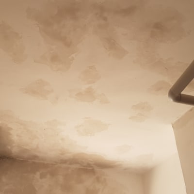 תקרה עם תיקוני צבע וטיח