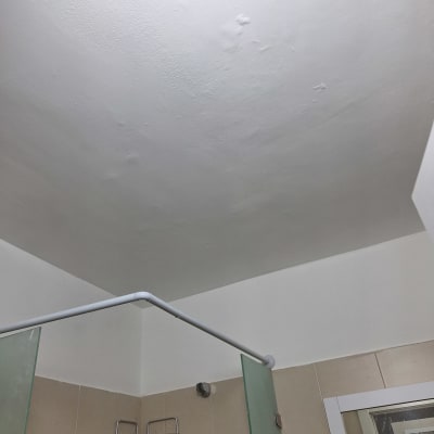 תקרת חדר אמבטיה עם תיקוני טיח
