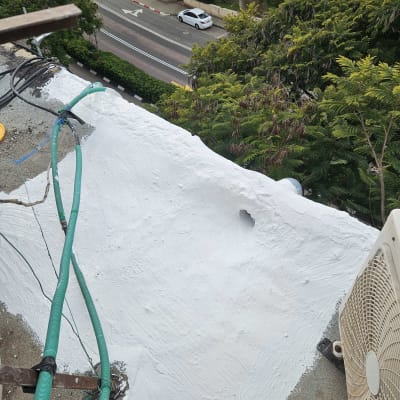 גג עם צינורות ירוקים ומזגן, ללא אנשים או טקסט.