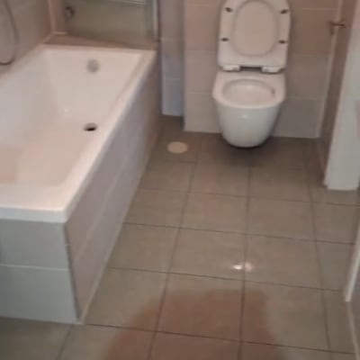 חדר אמבטיה עם אמבטיה ושירותים נקיים