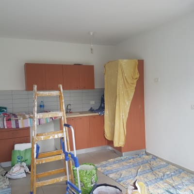 סולם צבוע, יריעות מגן, מטבח מכוסה בבד לצביעה