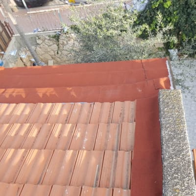 גג רעפים אדום עם חלקים שטוחים