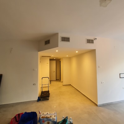 עגלת משא, שקיות ומוצרי ניקיון על רצפה