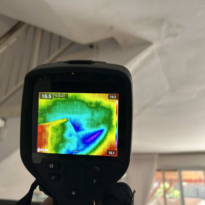 מצלמה תרמית מציגה אזור עם נזילה בתקרה