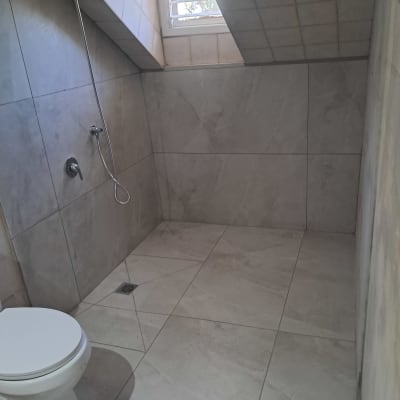 חדר אמבטיה עם שירותים ומקלחת